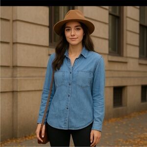 Women's Medium Blue
Chambray Button up Blouse